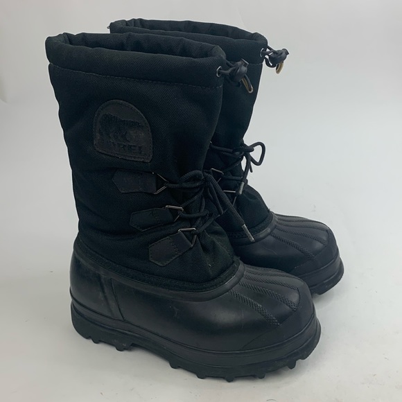 Sorel Other - Sorel Youth Winter Rain Boots size 4 Black Removable inserts Lace Cinch up